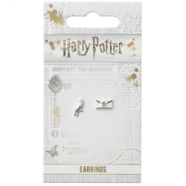 Harry Potter посребрени обеци Hedwig + Letter – снимка 2