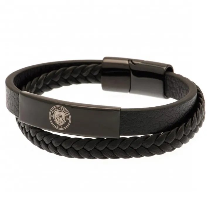 Manchester City FC черна кожена гривна – снимка 2