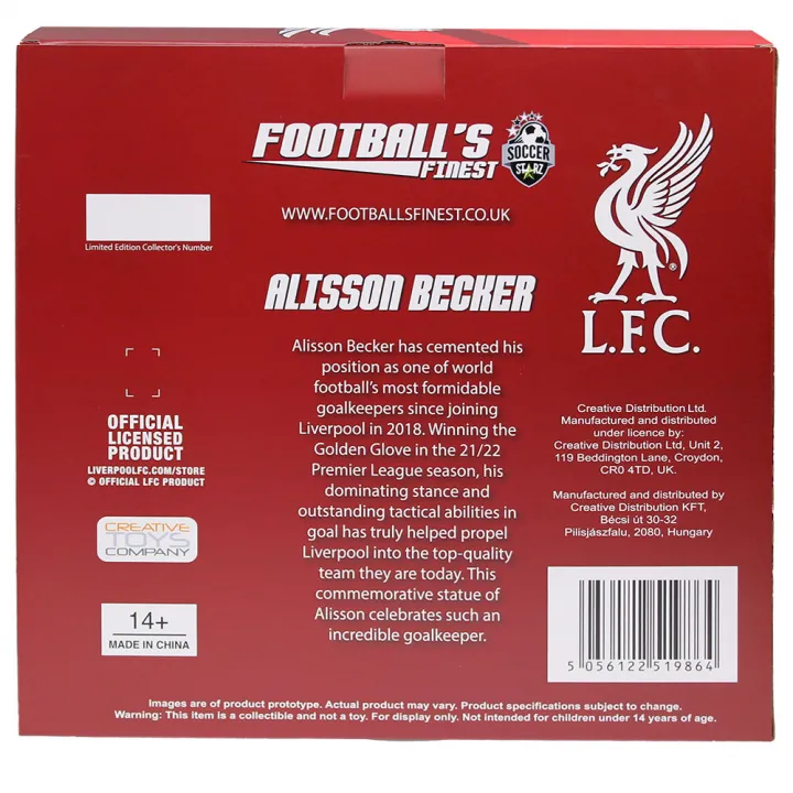 Liverpool FC Football's Finest 60 см. колекционерска статуя на Алисон Бекър – снимка 9
