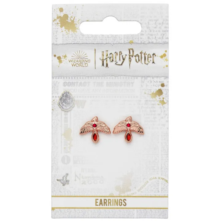 Harry Potter Rose Gold Plated Earrings Fawkes – снимка 2