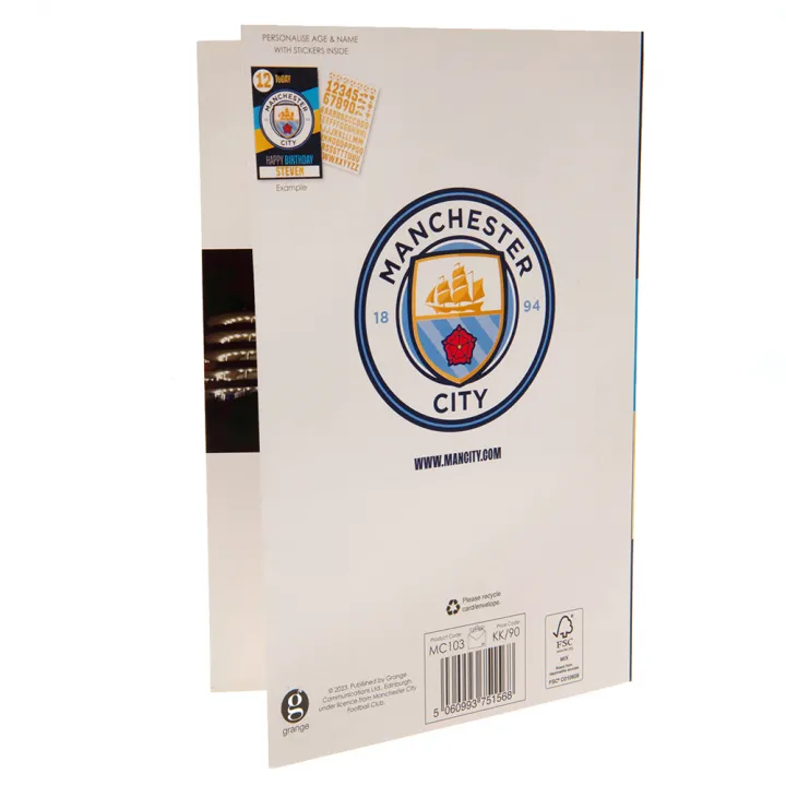 Manchester City FC картичка за рожден ден + стикери – снимка 5