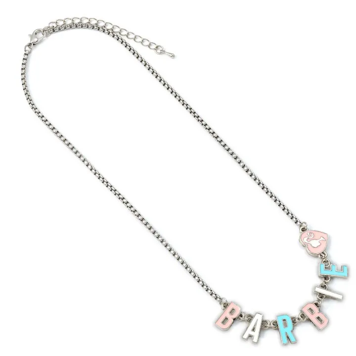 Barbie Silver Plated Enamel Letter Necklace – снимка 2