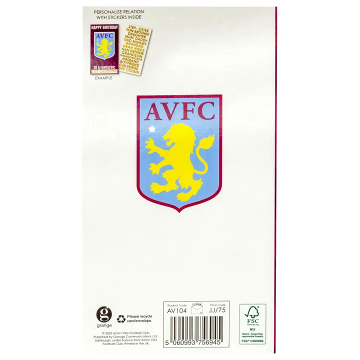 Aston Villa FC Personalised Birthday Card – снимка 5