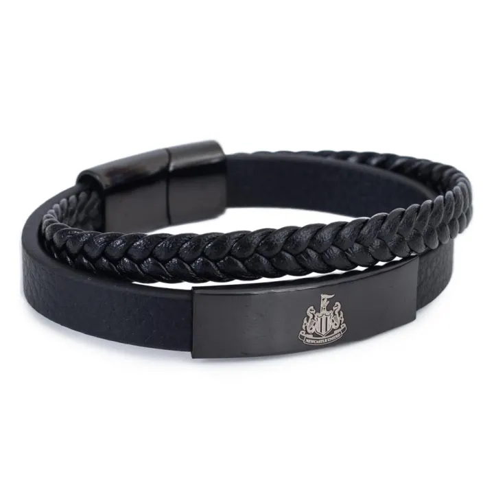 Newcastle United FC Black IP Leather Bracelet – снимка 3