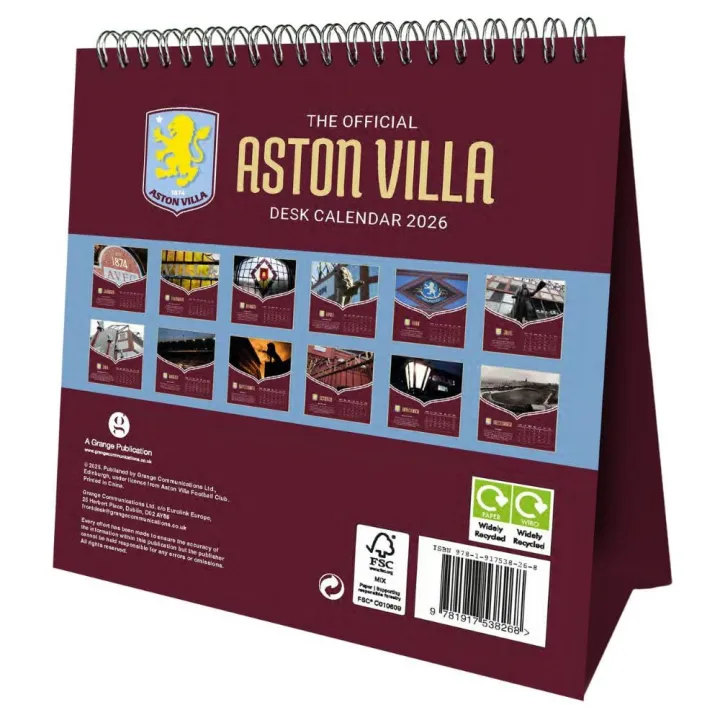 Aston Villa FC настолен календар за 2026 – снимка 3