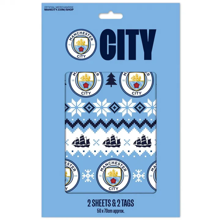 Manchester City FC коледна хартия за опаковане на подаръци – снимка 3