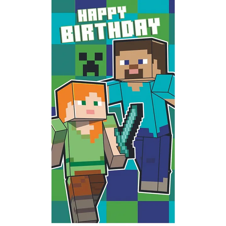 Minecraft картичка за рожден ден със стикери – снимка 2