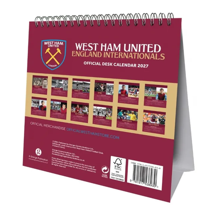 West Ham United FC настолен календар 2027 – снимка 3