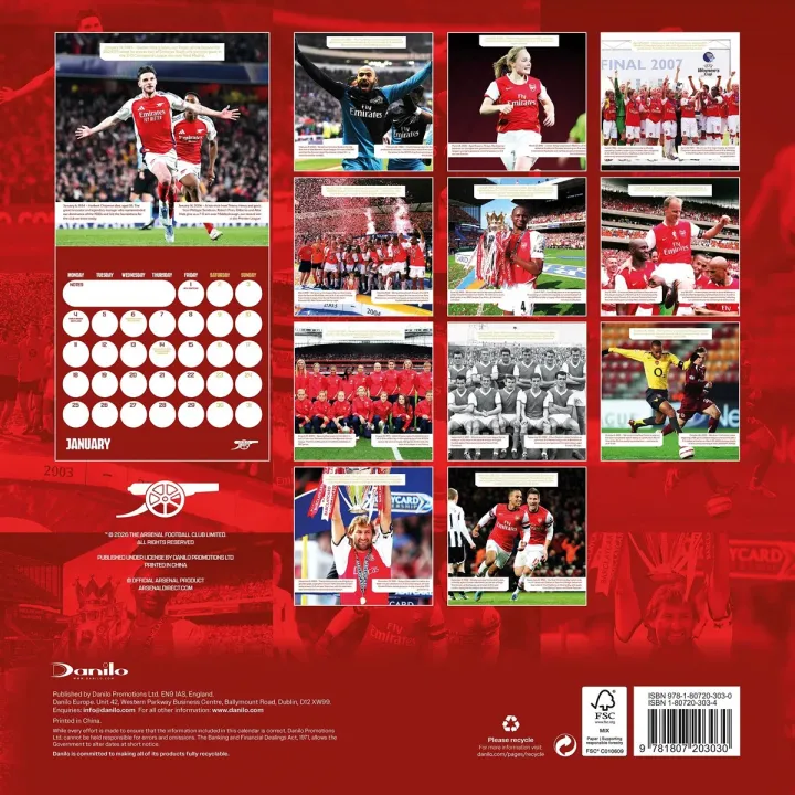 Arsenal FC стенен календар 2027 – снимка 3