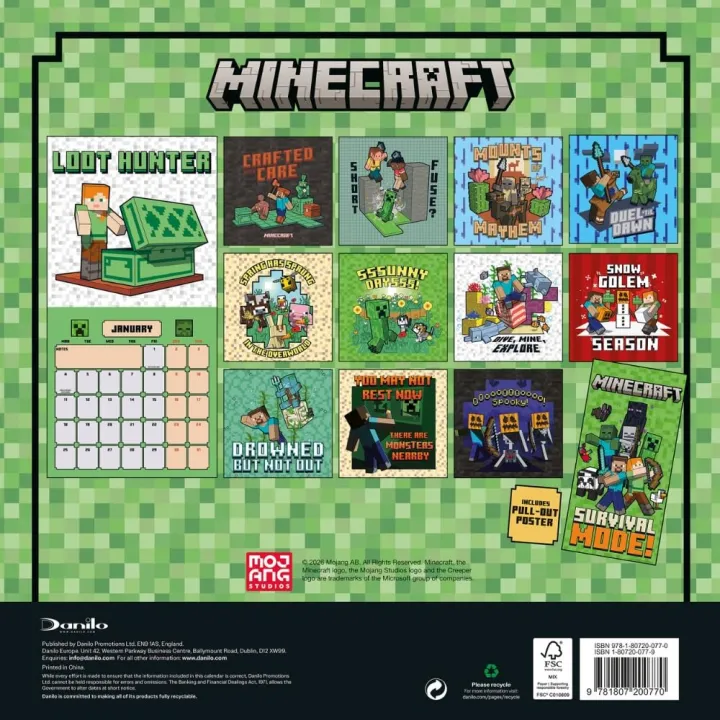 Minecraft стенен календар 2027 – снимка 3