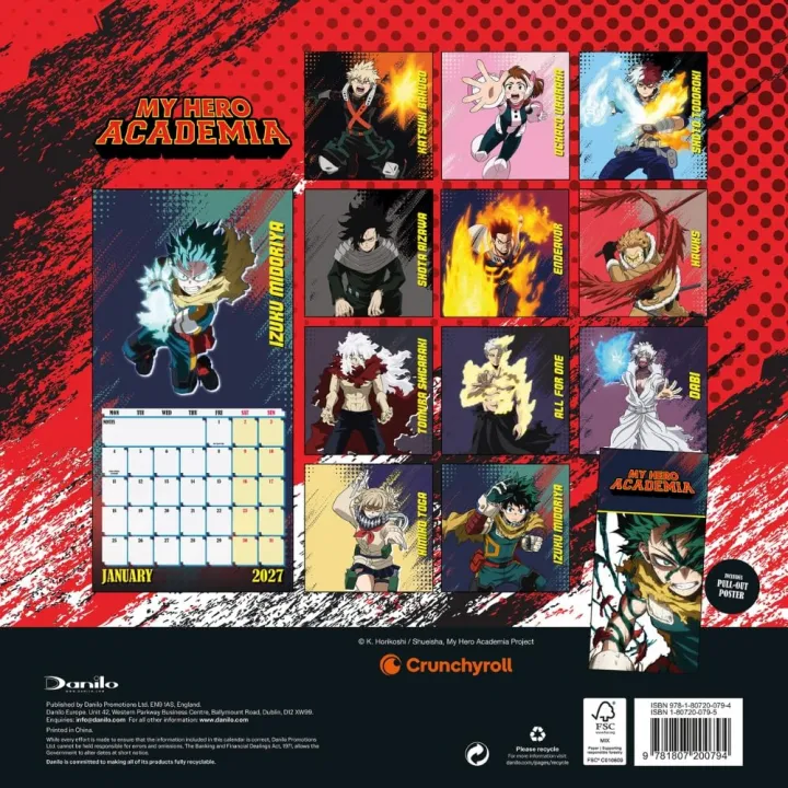 My Hero Academia стенен календар 2027 – снимка 3