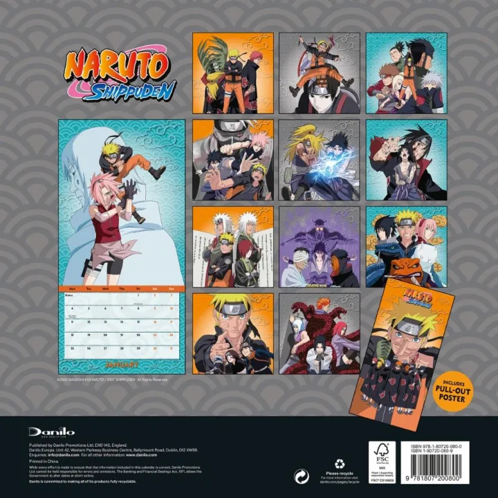 Naruto: Shippuden стенен календар 2027 – снимка 3