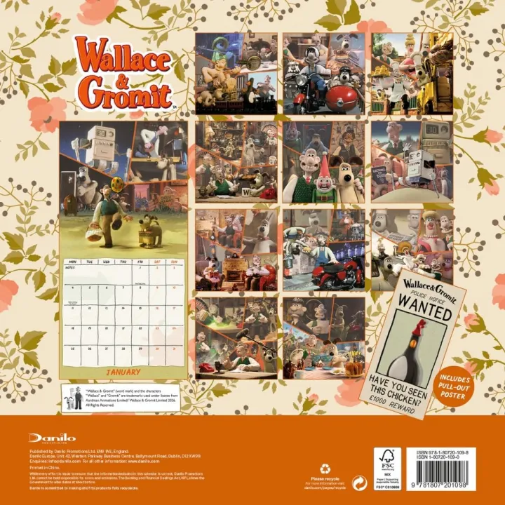 Wallace And Gromit стенен календар 2027 – снимка 3