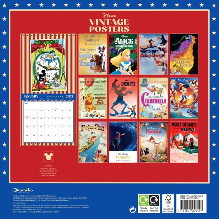 Disney Vintage Square Calendar 2027 – снимка 3